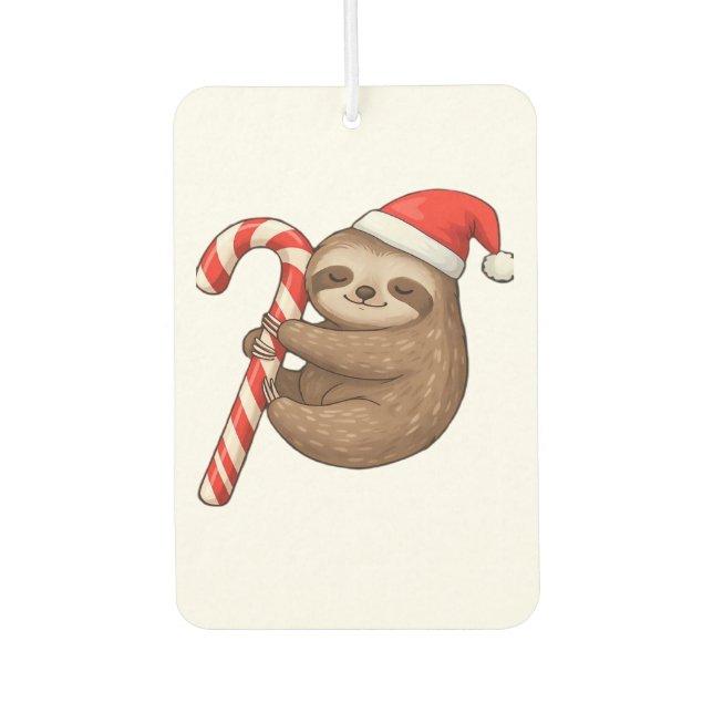 Christmas Sloth Hugging Candy Cane Classic T-Shirt Autolufterfrischer (Vorderseite)