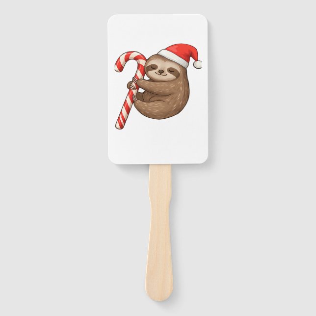Christmas Sloth Hugging Candy Cane Classic T-Shirt Fächer (Vorderseite)