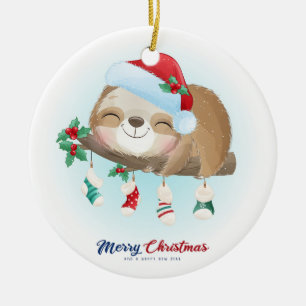 Christmas Sloth Keramik Ornament