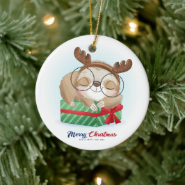 Christmas Sloth Keramik Ornament