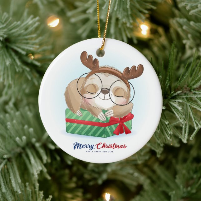 Christmas Sloth Keramik Ornament (Baum)