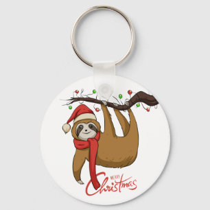 Christmas Sloth on Tree Branch%0A Schlüsselanhänger
