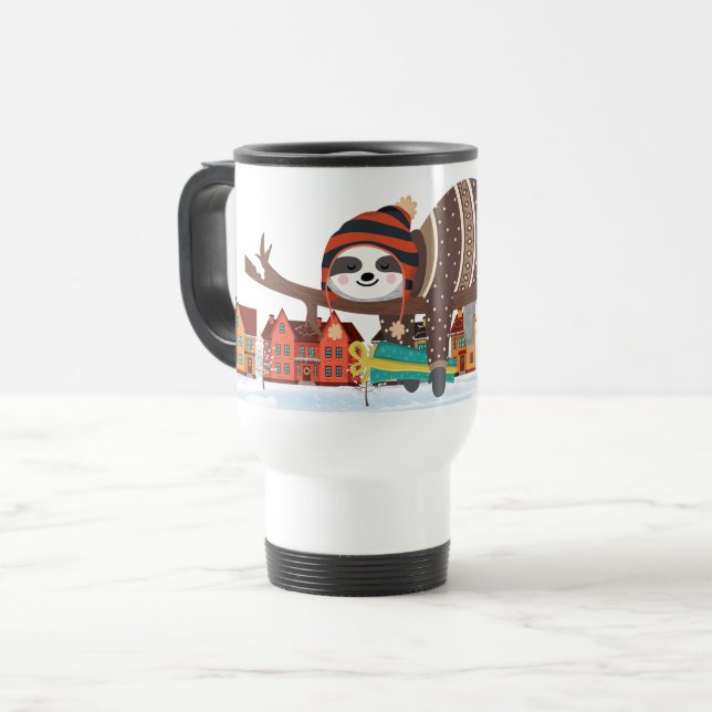 Christmas Sloth Reisebecher (Vorderseite Links)