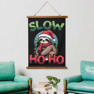 Christmas Sloth Slow Ho Festive Holiday Design Wandteppich Mit Holzrahmen