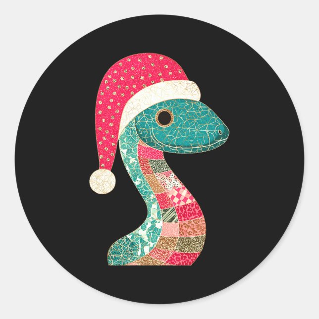 Christmas Snake Santa Hat Holiday Fun Premium Tri- Runder Aufkleber (Vorderseite)