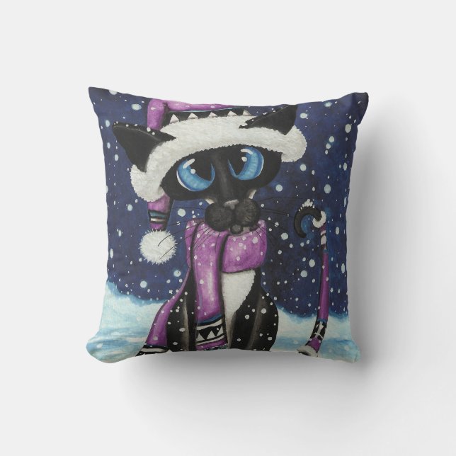 Christmas Snow Siamese Cat American MoJo Pillows Kissen (Vorderseite)