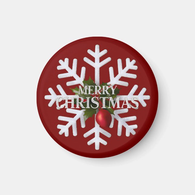Christmas Snowflake And Shy Red Berry Magnet (Vorne)