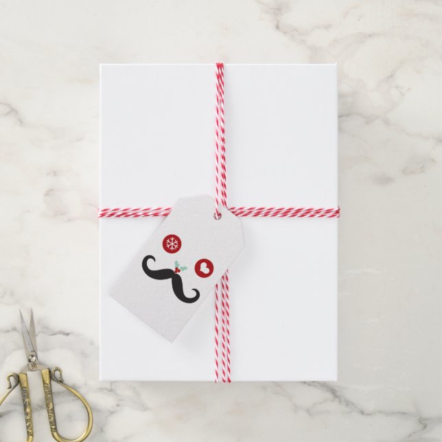 Christmas Snowflake Funny Mustache Face Holiday Geschenkanhänger (Mit Garn)