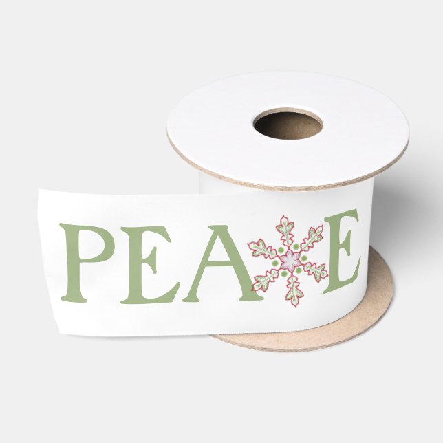 Christmas Snowflake Peace Joy Liebe Typografie Satinband (Spule)