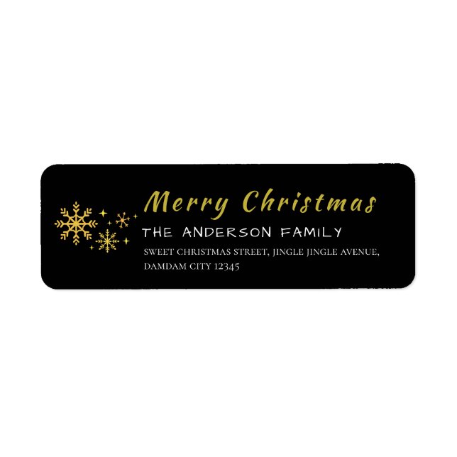Christmas Snowflakes Elegant Simple Return Address (Vorne)
