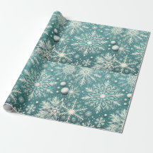 Christmas Snowflakes Snow Teal White Decoupage
