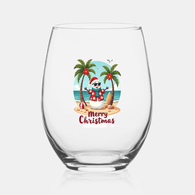 christmas Snowman (3) Weinglas Ohne Stiel (Vorderseite)