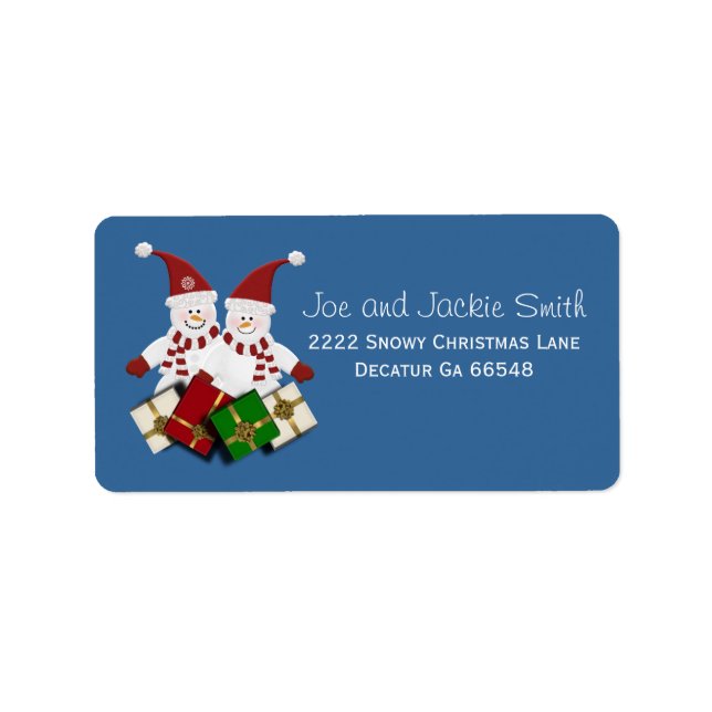 Christmas Snowman Address Labels Adressaufkleber (Vorne)