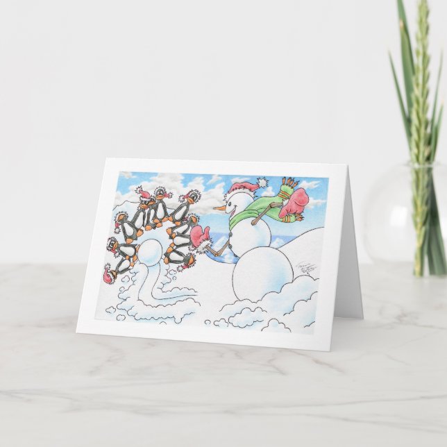 Christmas Snowman Bowler Feiertagskarte (Vorderseite)