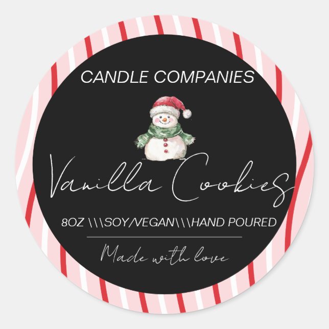 Christmas  Snowman Candle Maker Business  Runder Aufkleber (Vorderseite)