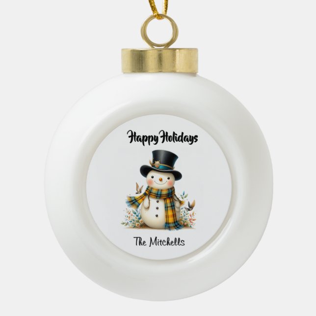 Christmas Snowman Ceramic Ornament (Vorderseite)