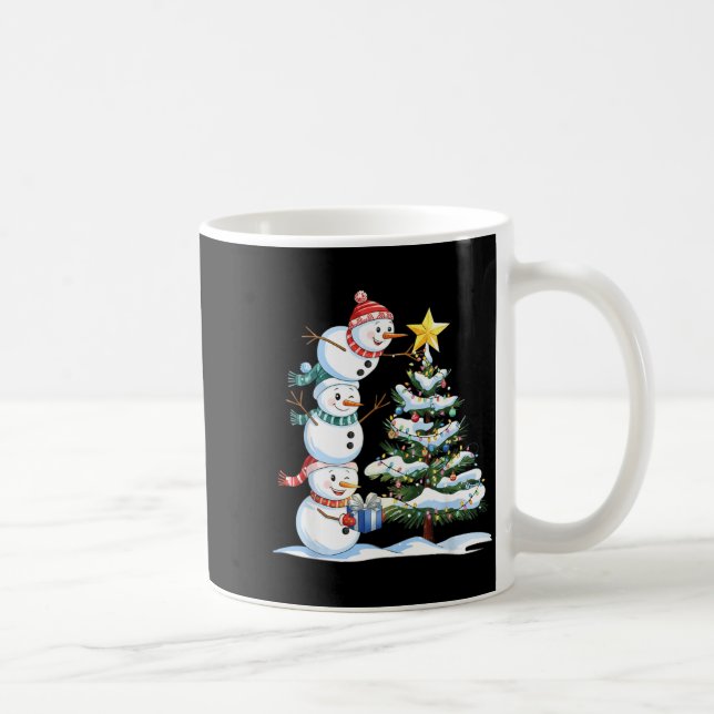 Christmas Snowman Christmas Tree Funny Snowman Lov Kaffeetasse (Rechts)