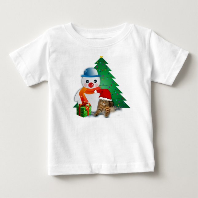 Christmas Snowman Cotton Baby Shirt (Vorderseite)