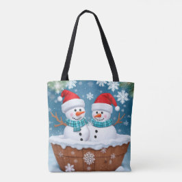Christmas Snowman Couple Tasche