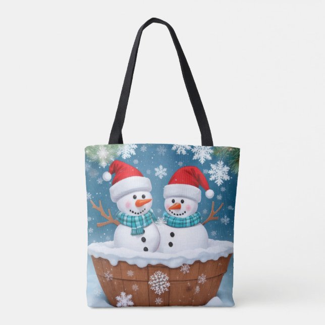 Christmas Snowman Couple Tasche (Rückseite)