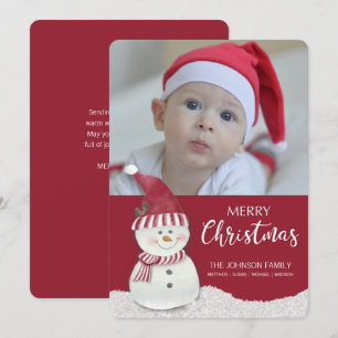 Christmas Snowman Custom Foto Name Feiertagskarte