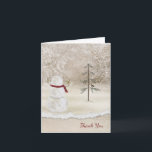 Christmas Snowman - Danke<br><div class="desc">Schneemann mit Goldstar für alten Kiefer und Schneeflocken für Weihnachten Danke</div>
