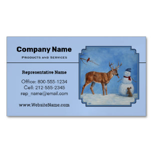 Christmas Snowman Dee Niedlich Bunny Blue Magnetische Visitenkarte
