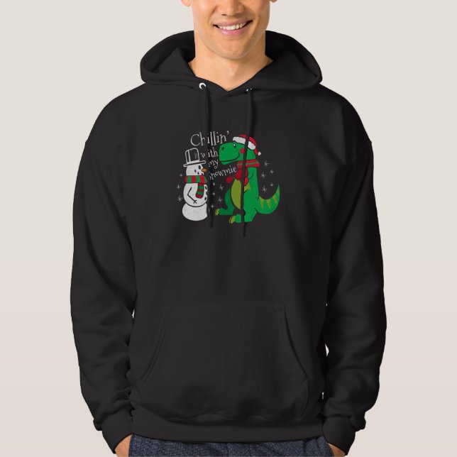 Christmas Snowman Dinosaur Rex Hoodie (Vorderseite)