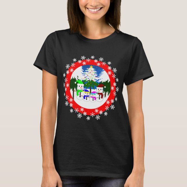 Christmas Snowman Family T - Shirt (Vorderseite)