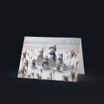 Christmas Snowman Feiertagskarte<br><div class="desc">Die Familie der Schneemänner steht in einem schneebedeckten Feld, jedes mit gemütlichen Hüten und Schals umgeben von großen Gras. Alle Texte können geändert werden.</div>