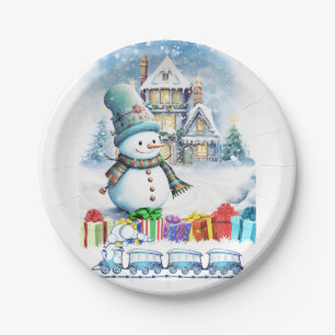 CHRISTMAS SNOWMAN GIFTS AND TOY TRAIN PAPPTELLER