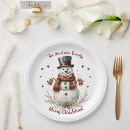 Christmas Snowman Holiday Party Pappteller