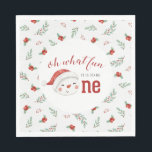 Christmas Snowman Holly First Geburtstag Serviette<br><div class="desc">Oh,  was Spaß,  es ist eins zu sein! Weihnachten Snowman erste Geburtstagsparty Servietten mit Aquarellschneemann.</div>