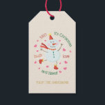 Christmas Snowman Hugs Liebe Kisses Geschenkanhänger<br><div class="desc">Diese Weihnachtsgeschenktafeln haben einen fröhlichen Schneemann. Personalisieren Sie sie mit Ihrem Namen.</div>