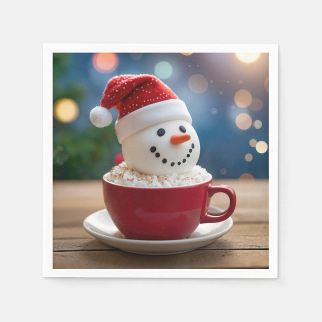 Christmas Snowman In Hot Cocoa Serviette (Vorderseite)