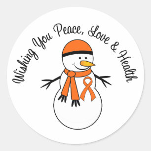 Christmas Snowman Leukemia Ribbon Runder Aufkleber