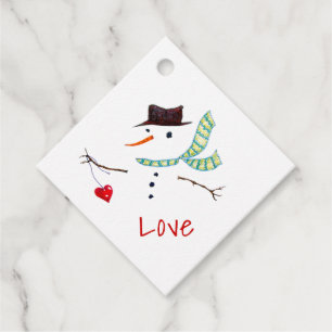 Christmas Snowman Love Cravate sur les étiquettes 