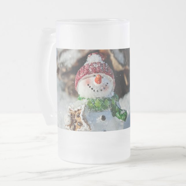 Christmas Snowman Mattiert 16 oz Mattierte Glass-T Mattglas Bierglas (Vorderseite Links)