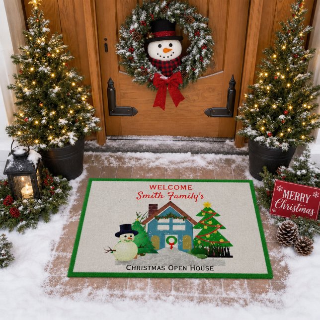 Christmas Snowman Open House Willkommen Fußmatte (Von Creator hochgeladen)