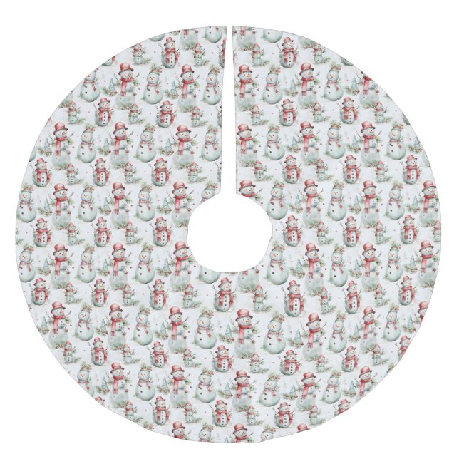 Christmas Snowman Pattern Polyester Weihnachtsbaumdecke (Vorderseite)