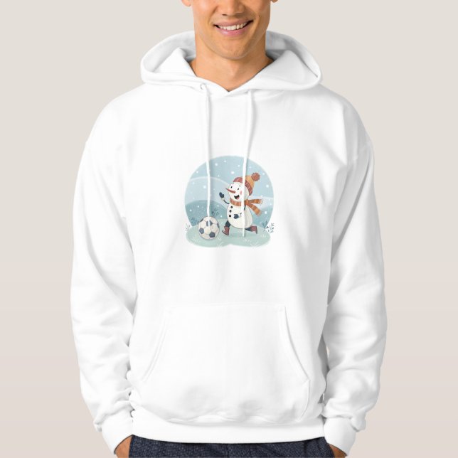 Christmas snowman playing soccer hoodie (Vorderseite)