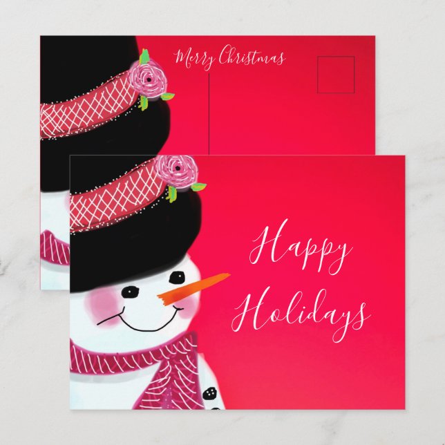 Christmas Snowman Postcard Postkarte (Vorne/Hinten)