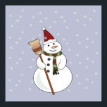 Christmas Snowman Poster<br><div class="desc">Ein glücklicher Schneemann, der eine Weihnachtsmannmütze trug, in der Schnee um ihn schwebte.</div>