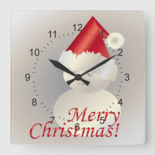 Christmas Snowman Quadratische Wanduhr