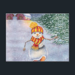 Christmas snowman walking postkarte<br><div class="desc">christmas snowman doll man,
fun painting celebrate love ,
funny cheerful drawn snowflake,
vintage scarf forest cute,
cartoon drawing art merry ,
new white season snow,
celebration happy illustration ,
winter holiday santa year,
tree house hat,
doll christmas snowman man, </div>