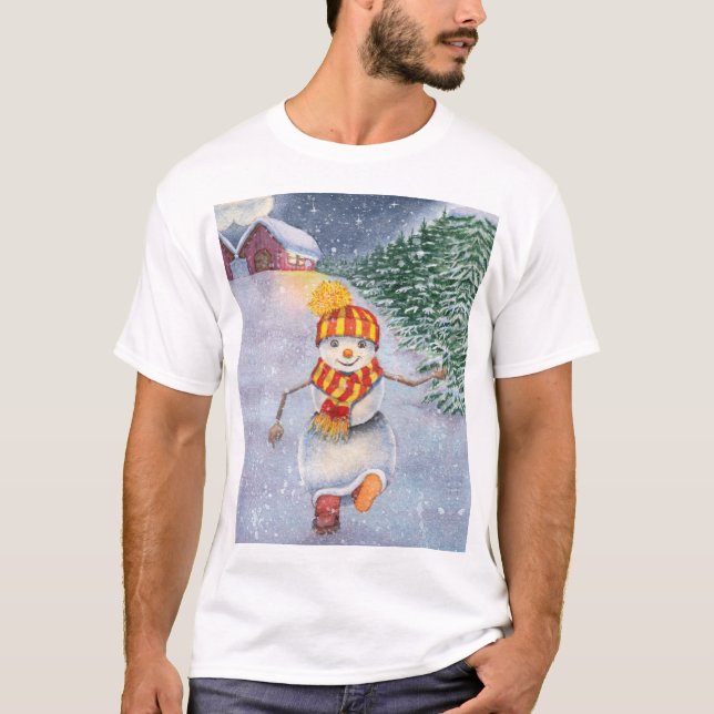 Christmas snowman walking T-Shirt (Vorderseite)