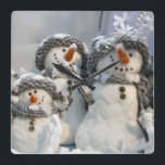 Christmas snowman wall clock quadratische wanduhr<br><div class="desc">Christmas snowman wall clock</div>
