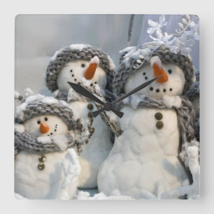 Christmas snowman wall clock quadratische wanduhr