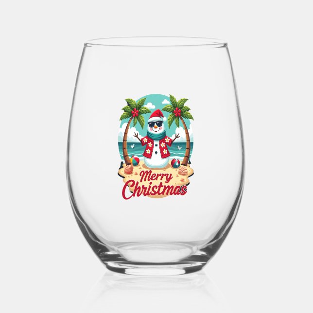 christmas Snowman Weinglas Ohne Stiel (Vorderseite)