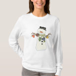 Christmas Snowman White Nano Long Sleeve T - Shirt<br><div class="desc">Entwurf von Cheryl Seslar unter www.digiwebstudio.com</div>